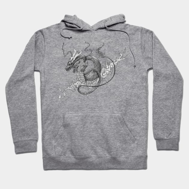 Dragon Tattoo, Black and Grey Hoodie by Jarrodjvandenberg